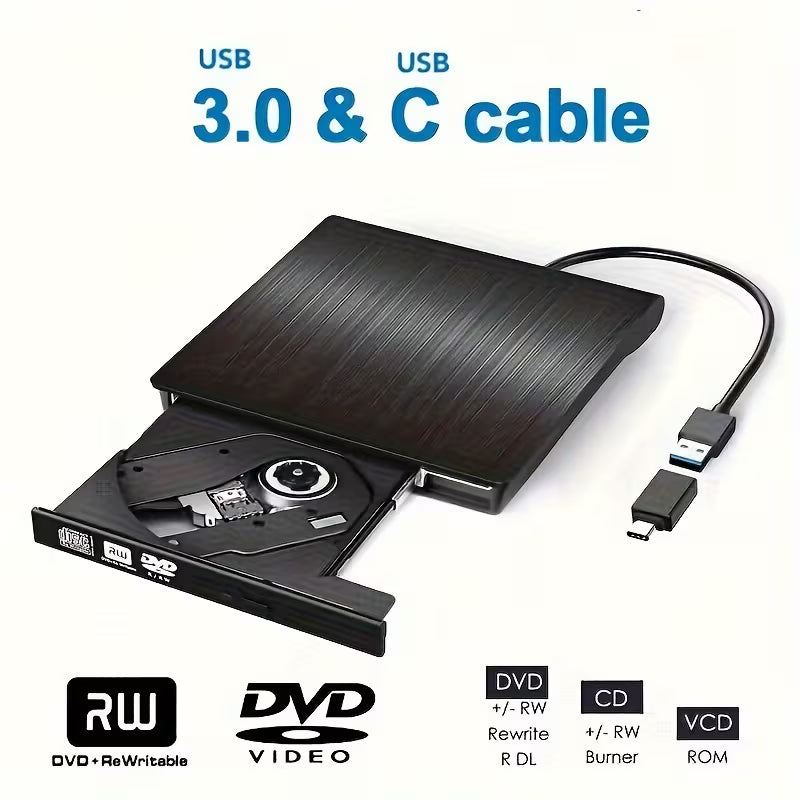 Elektroniktrade Dual-Interface Externes DVD-Laufwerk USB 3.0 & USB-C – CD/DVD-Brenner für PC & Laptop elektroniktrade Switzerland