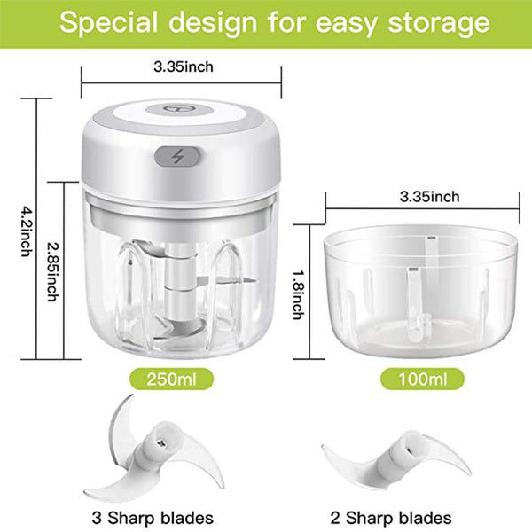 Elektroniktrade Elektrischer Zwiebel, Gemüse Hacker 250ml mit USB Weiss Elektroniktrade Switzerland