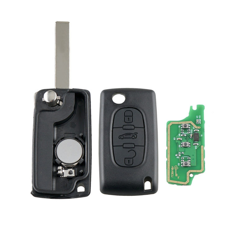 Elektroniktrade Für PEUGEOT 3 Tasten, intelligenter ferngesteuerter Autoschlüssel mit integriertem Chip, Batterie, Halter und Schlitzschlüsselblatt, Frequenz: 433 MHz, 3 Buttons Elektroniktrade Switzerland