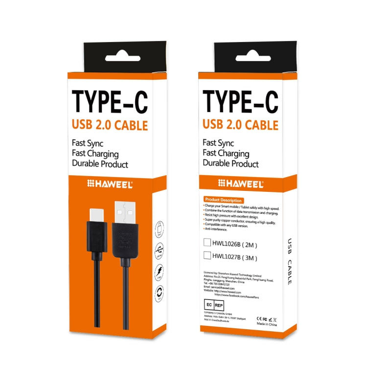 Elektroniktrade HAWEEL 2m USB-C / Type-C auf USB 2.0 Daten & Lade Funktion Weiss & Schwarz Elektroniktrade Switzerland