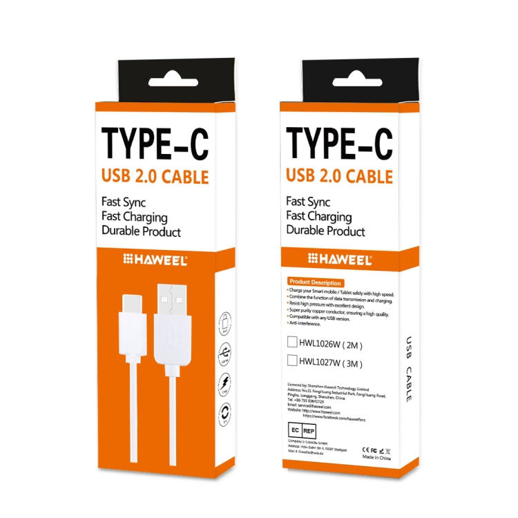 Elektroniktrade HAWEEL 2m USB-C / Type-C auf USB 2.0 Daten & Lade Funktion Weiss & Schwarz Elektroniktrade Switzerland