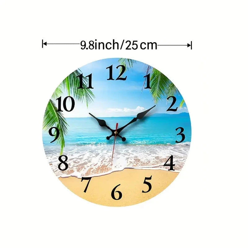 Elektroniktrade Holzwanduhr mit Strand-Design zum Aufhängen 1x AA 1.5 Batterie 25cm Elektroniktrade Switzerland