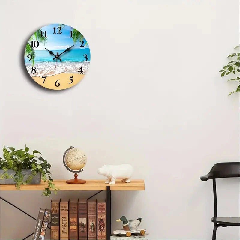 Elektroniktrade Holzwanduhr mit Strand-Design zum Aufhängen 1x AA 1.5 Batterie 25cm Elektroniktrade Switzerland