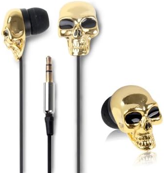 Elektroniktrade Kopfhörer im Totenkopf Design in Gold mit 3.5mm Klinke Stecker Elektroniktrade Switzerland