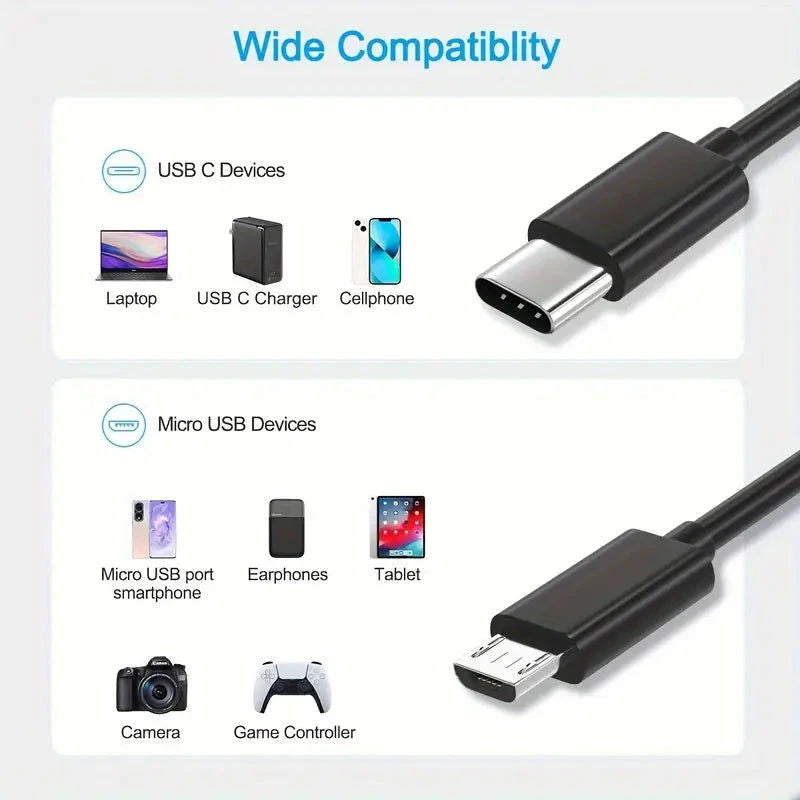 Elektroniktrade Ladekabel mit USB-C OTG zu MicroUSB, Daten-Synchronisationskabel 1m Elektroniktrade Switzerland