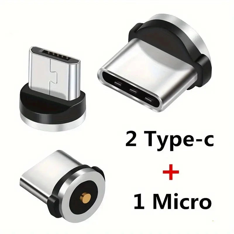 Elektroniktrade Magnetisches Schnellladekabel mit 2x USB-C & 1x MicroUSB 1m / 2m Silber Elektroniktrade Switzerland