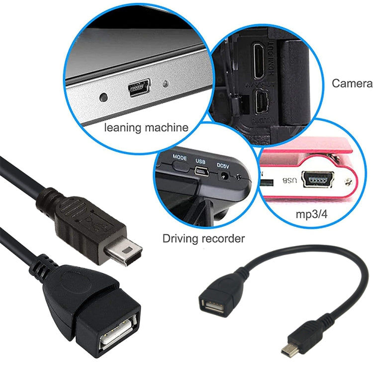 Elektroniktrade Mini-5-poliges USB-auf-USB-2.0-AF-OTG-Adapterkabel, Mini USB, 12cm(Black) Elektroniktrade Switzerland