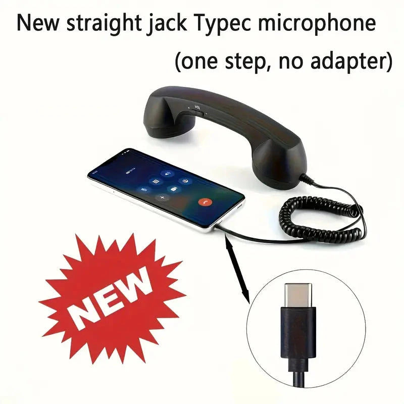 Elektroniktrade Neuer Retro Telefon Hörer - Kopfhörer mit Typ-C Stecker in Weiss Elektroniktrade Switzerland