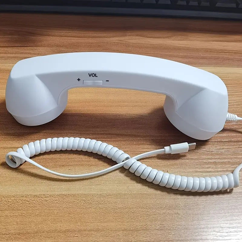 Elektroniktrade Neuer Retro Telefon Hörer - Kopfhörer mit Typ-C Stecker in Weiss elektroniktrade Switzerland