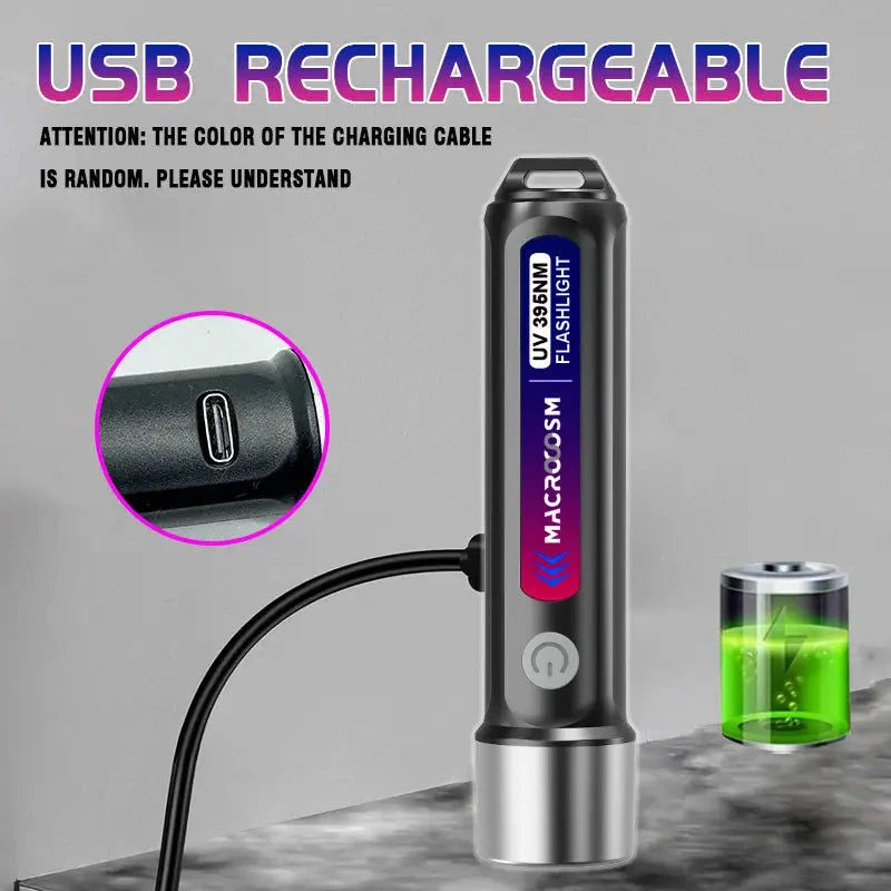 Elektroniktrade Schwarzlicht-Detektor: USB-betriebene Wiederaufladbare LED-Taschenlampe Elektroniktrade Switzerland