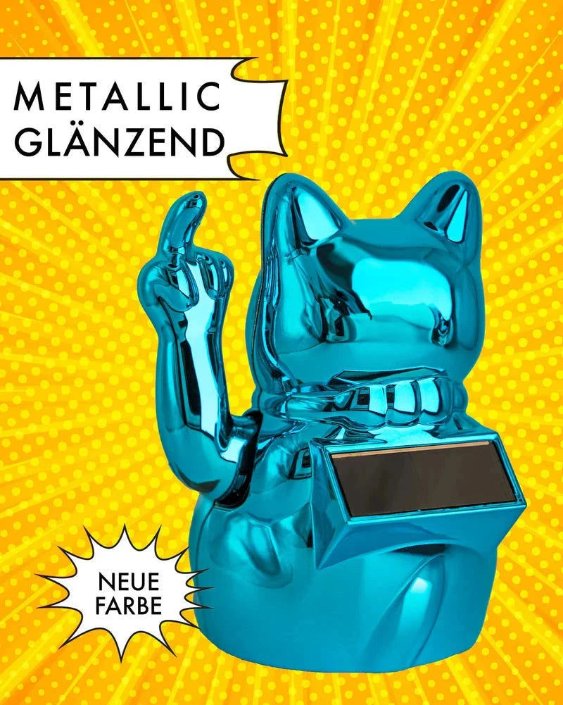 Elektroniktrade SOLAR CAT - METALLIC BLAU - Winkekatze mit Stinkefinger elektroniktrade Switzerland