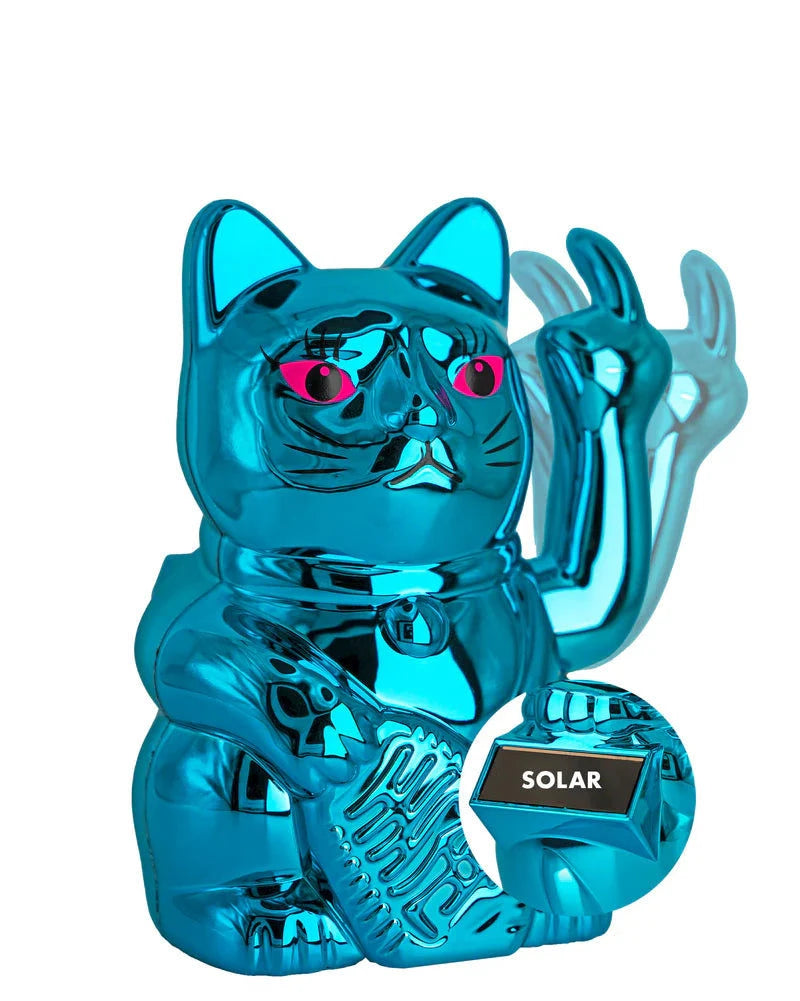 Elektroniktrade SOLAR CAT - METALLIC BLAU - Winkekatze mit Stinkefinger Elektroniktrade Switzerland