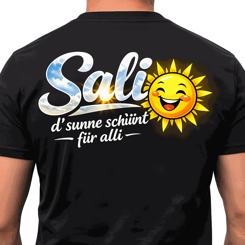 Elektroniktrade T-Shirt „Sali, d' sunne schiint für alli“ ☀️ Ideal für den Sommer ( Baumwolle ) Elektroniktrade Switzerland