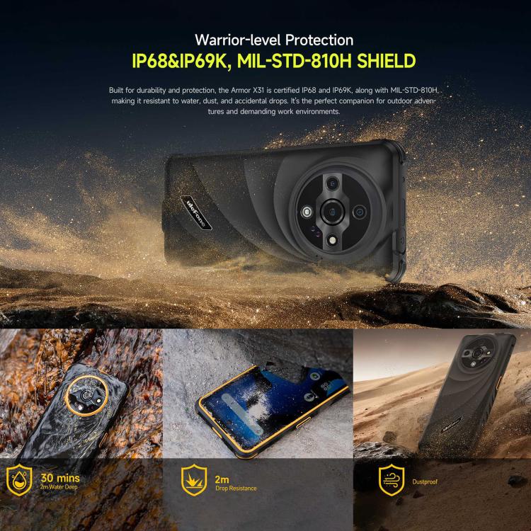 Elektroniktrade Ulefone Armor X31, 6 GB + 128 GB, Nachtsicht, IP68/IP69K Robustes Telefon, 6,56 Zoll Android 14 MediaTek Helio G91 Octa Core, Netzwerk: 4G, NFC, OTG, Armor X31 Elektroniktrade Switzerland