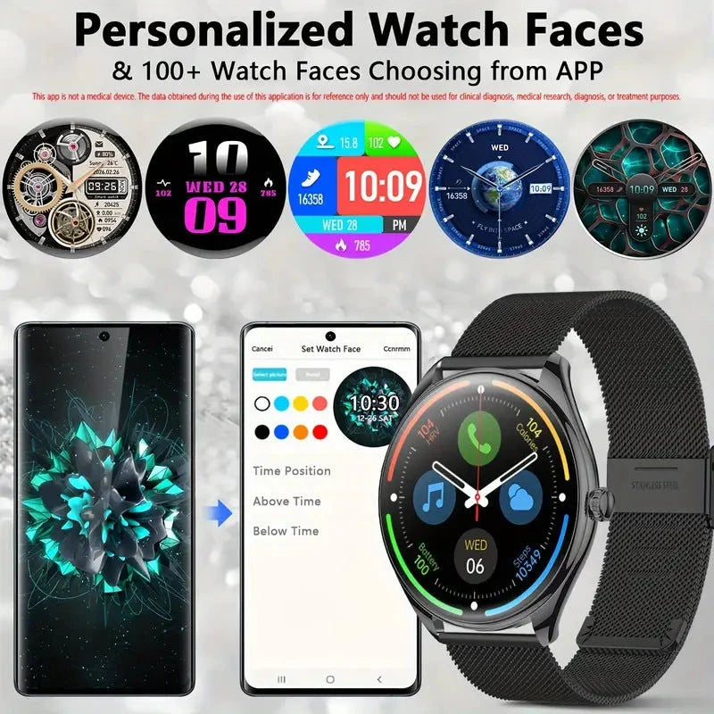 Elektroniktrade Ultradünne, langlebige Smartwatch MT55 für SIe & Ihn mit 5–7 Tage Akkulaufzeit (Silber) Elektroniktrade Switzerland