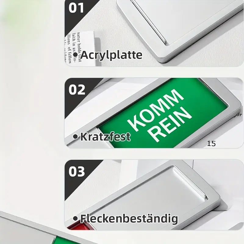 Bitte nicht Stören/ Komm Rein mit schieber - Deutsches Türschild Silber