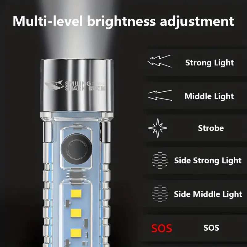 Mini-LED-Taschenlampe mit vielen Funktionen in Hellblauem Gehäuse SD1028