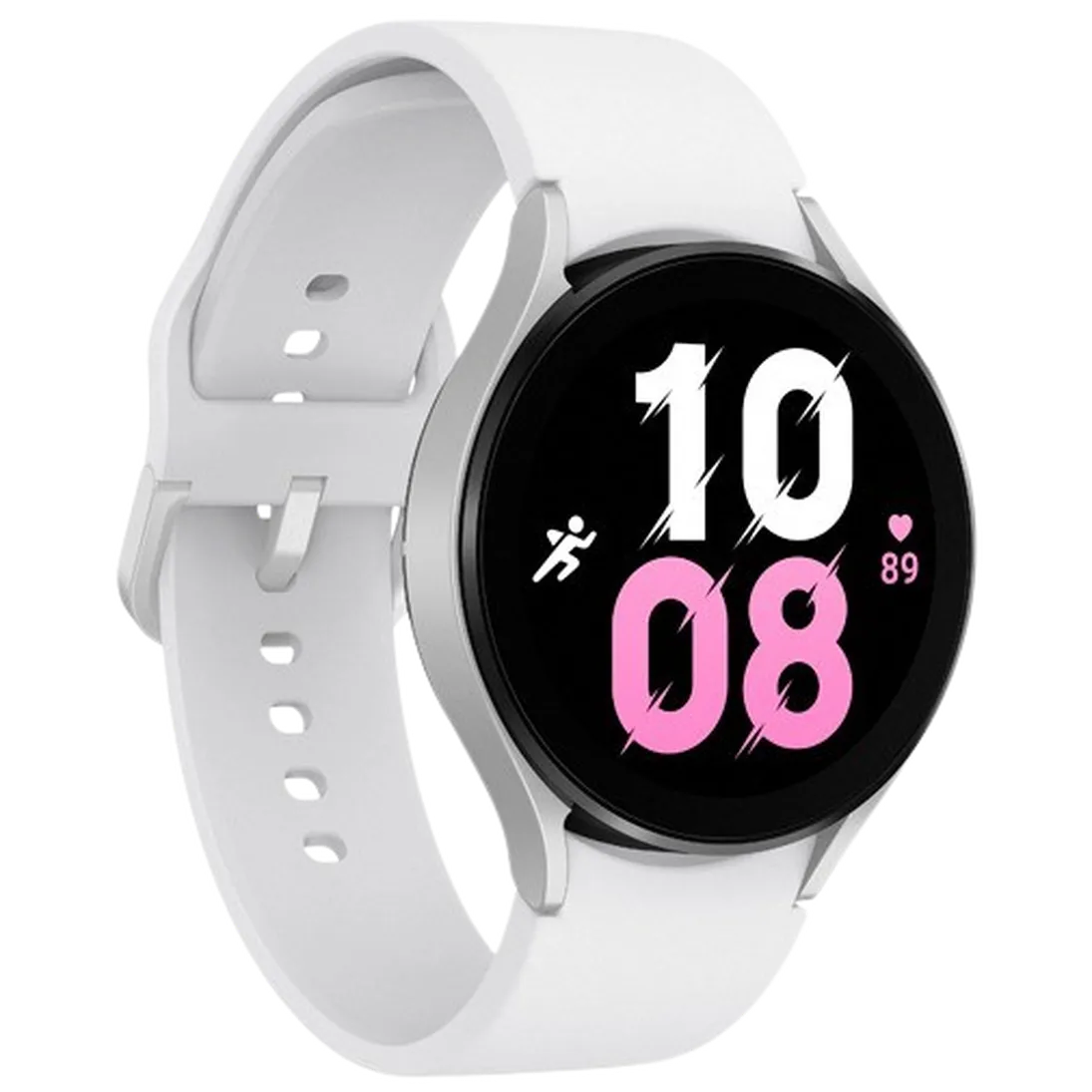 Samsung Galaxy Watch 5 44mm Silber (Weißes Silikon Armband)