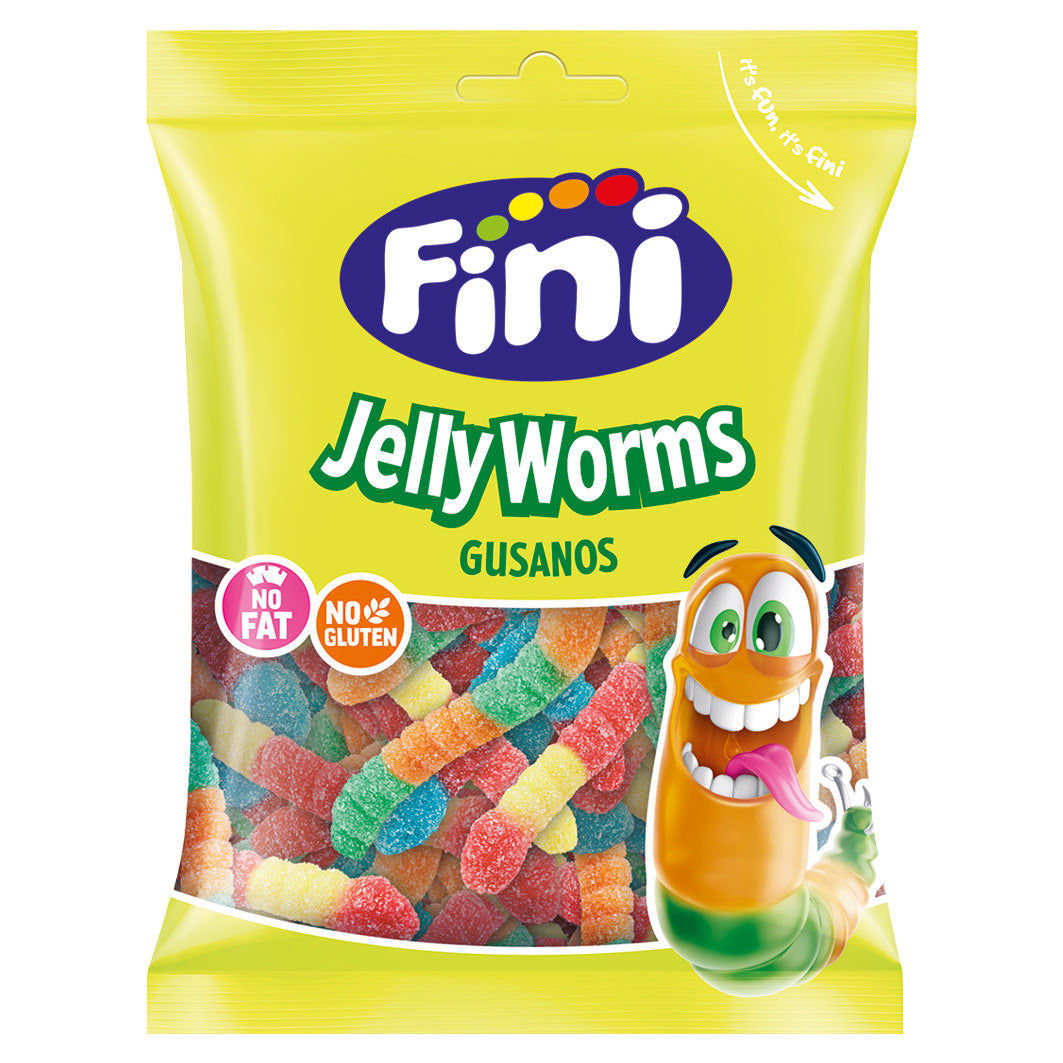 Fini Bunte Fruchtgummi-Würmer 100 g – Weiche, leckere Jelly Worms MHD: 02.2028 elektroniktrade Switzerland