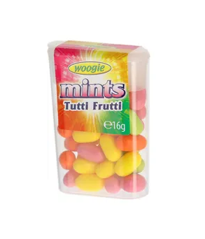 Woogie Fruchtbonbons Mints Tutti Frutti / Pepermint, je 16g, 1 Dose