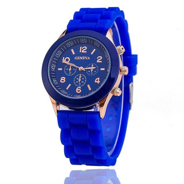 Geneva Quartz Watch Armbanduhr mit Silikonband Elektroniktrade Switzerland