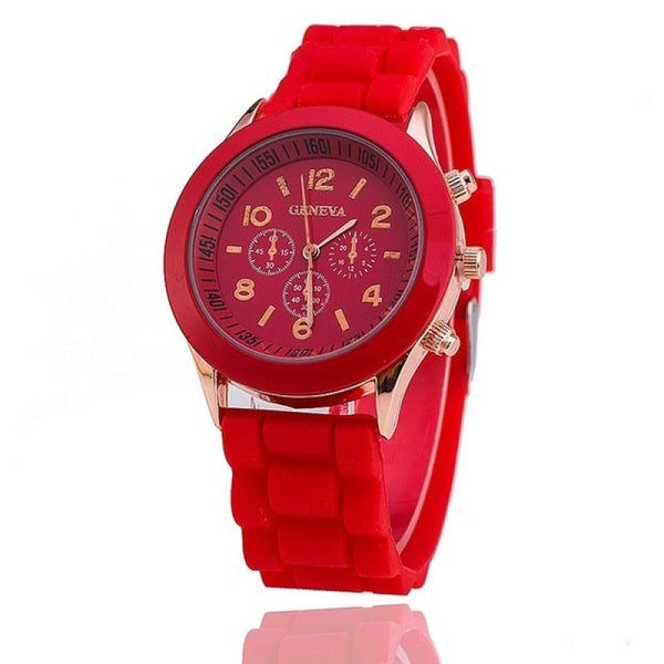Geneva Quartz Watch Armbanduhr mit Silikonband Elektroniktrade Switzerland