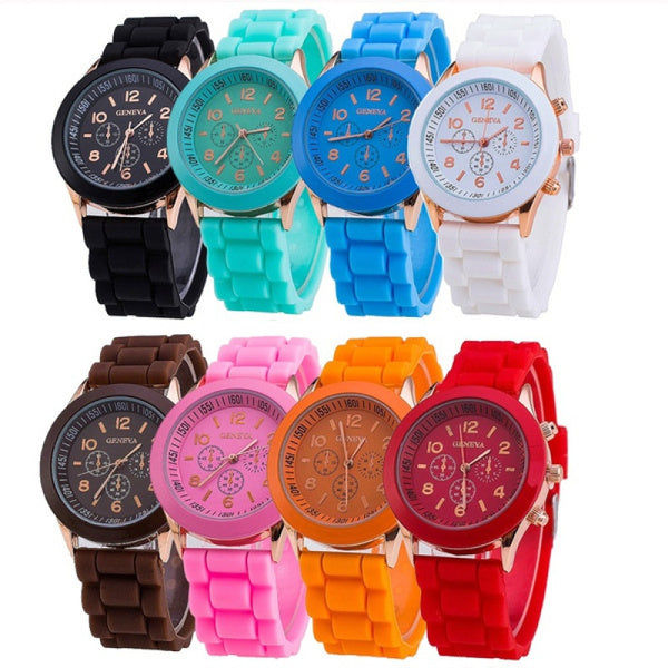 Geneva Quartz Watch Armbanduhr mit Silikonband Elektroniktrade Switzerland