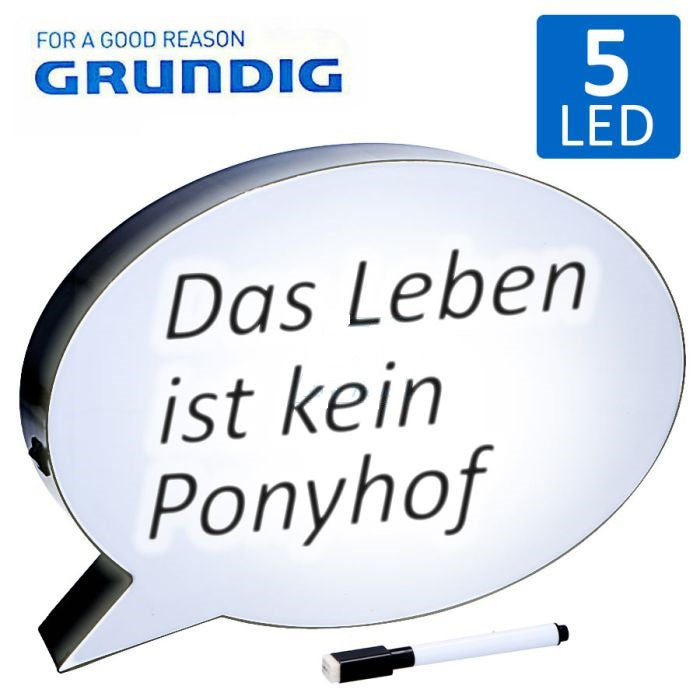 Grundig Lichtbox als Sprechblase mit 5 LED Grundig Elektroniktrade Switzerland