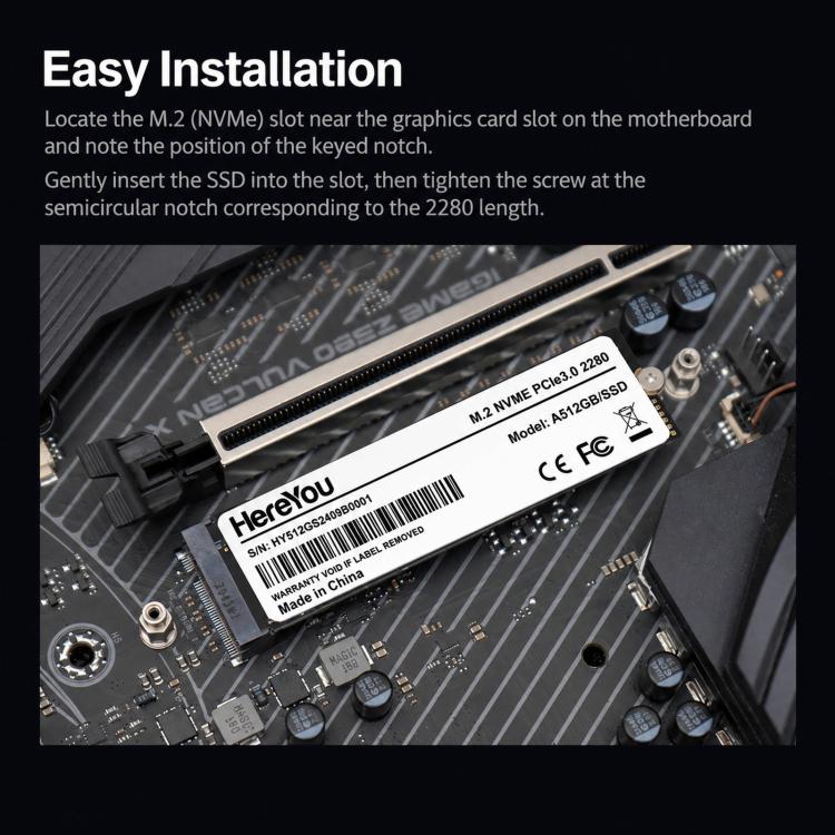 HereYou HereYou M.2 NVMe PCIe 3.0 SSD 2280 Interne Solid-State-Festplatte für Laptops, 128GB, 256GB, 512GB, 1TB elektroniktrade Switzerland