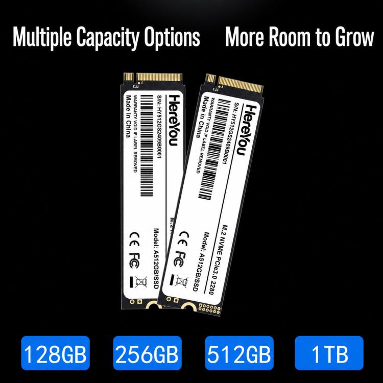 HereYou HereYou M.2 NVMe PCIe 3.0 SSD 2280 Interne Solid-State-Festplatte für Laptops, 128GB, 256GB, 512GB, 1TB elektroniktrade Switzerland