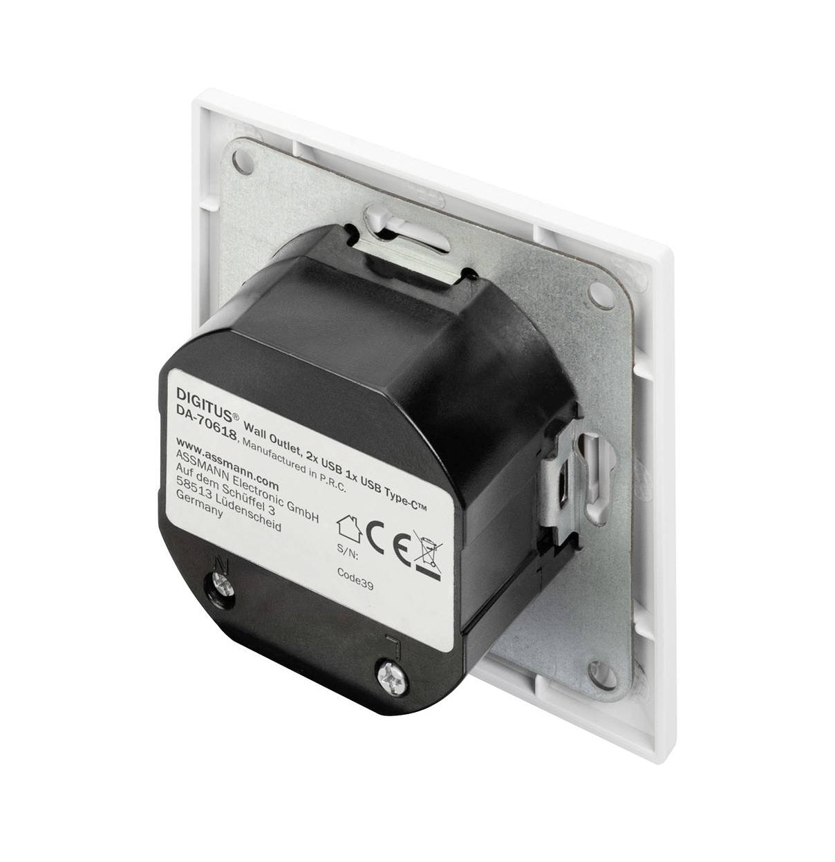 Digitus DA-70618 USB-Ladesteckdose mit USB, Weiß