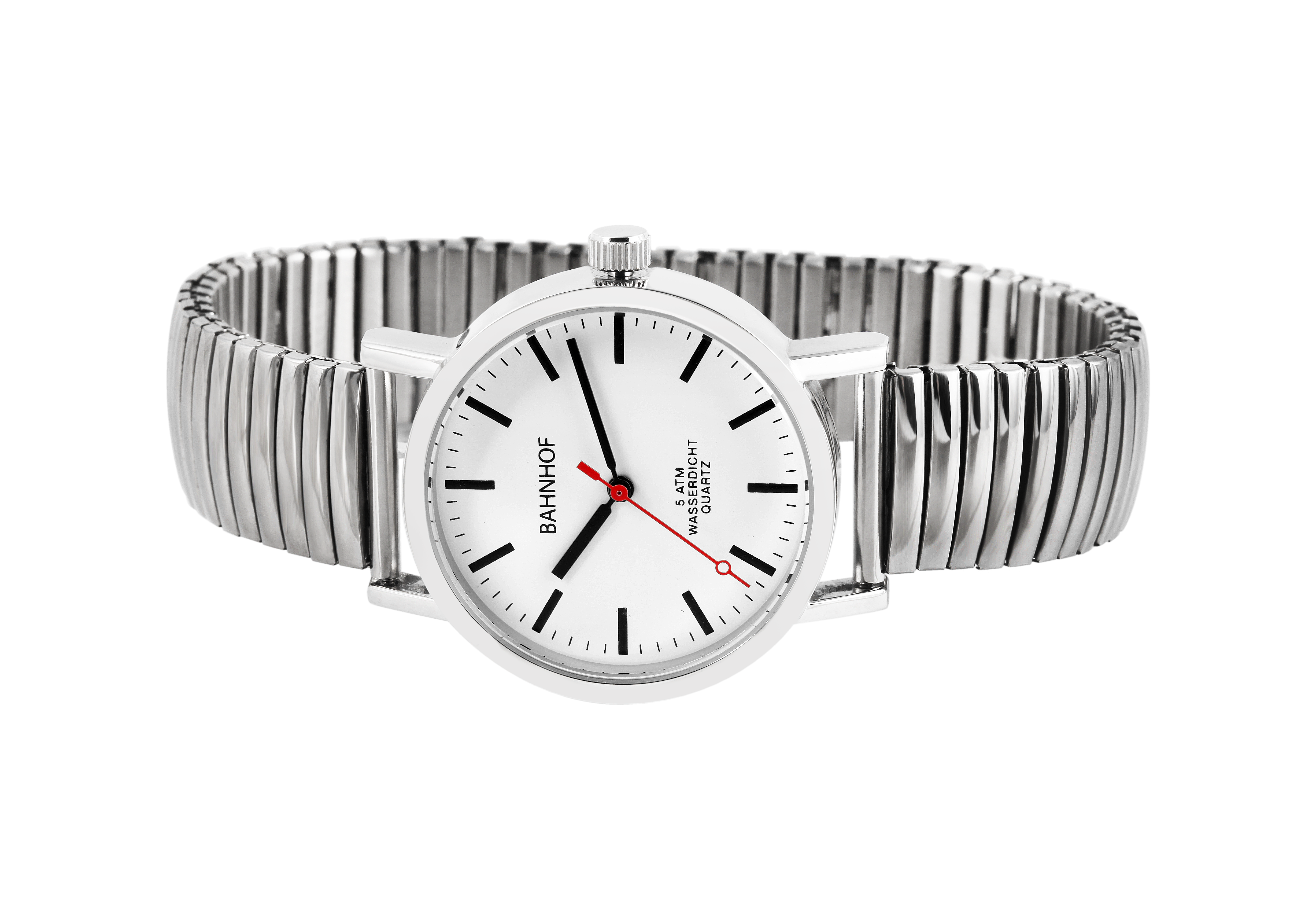 Bahnhof Herrenuhr mit Edelstahlzugarmband