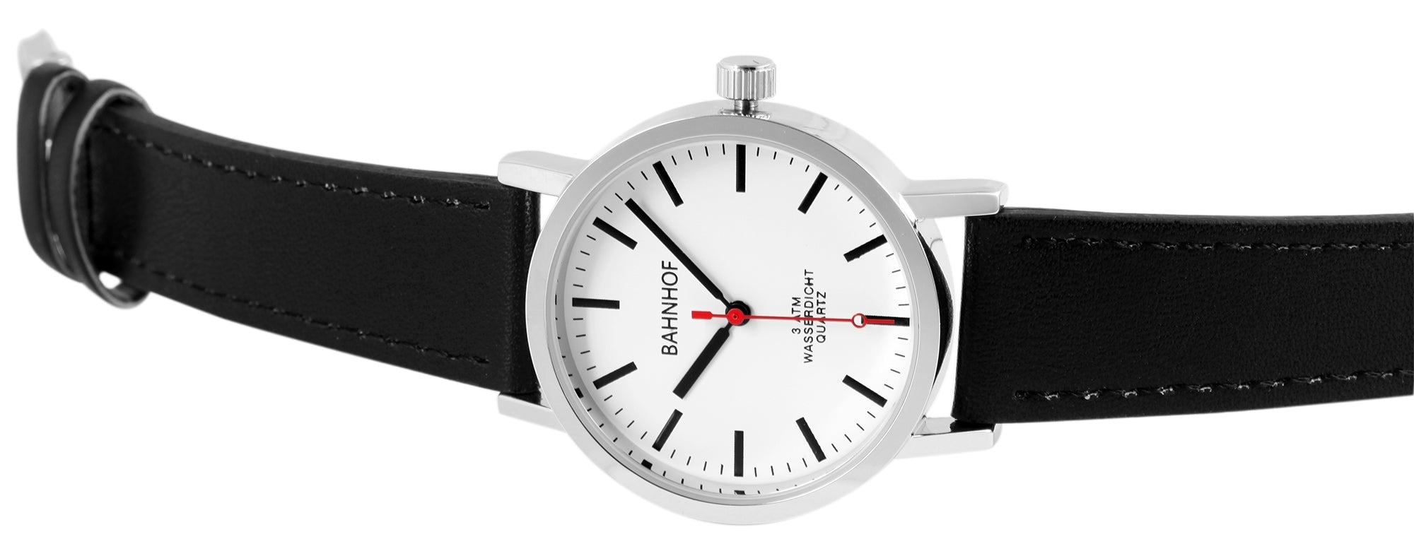 Bahnhof Herrenuhr mit Lederimitationsarmband