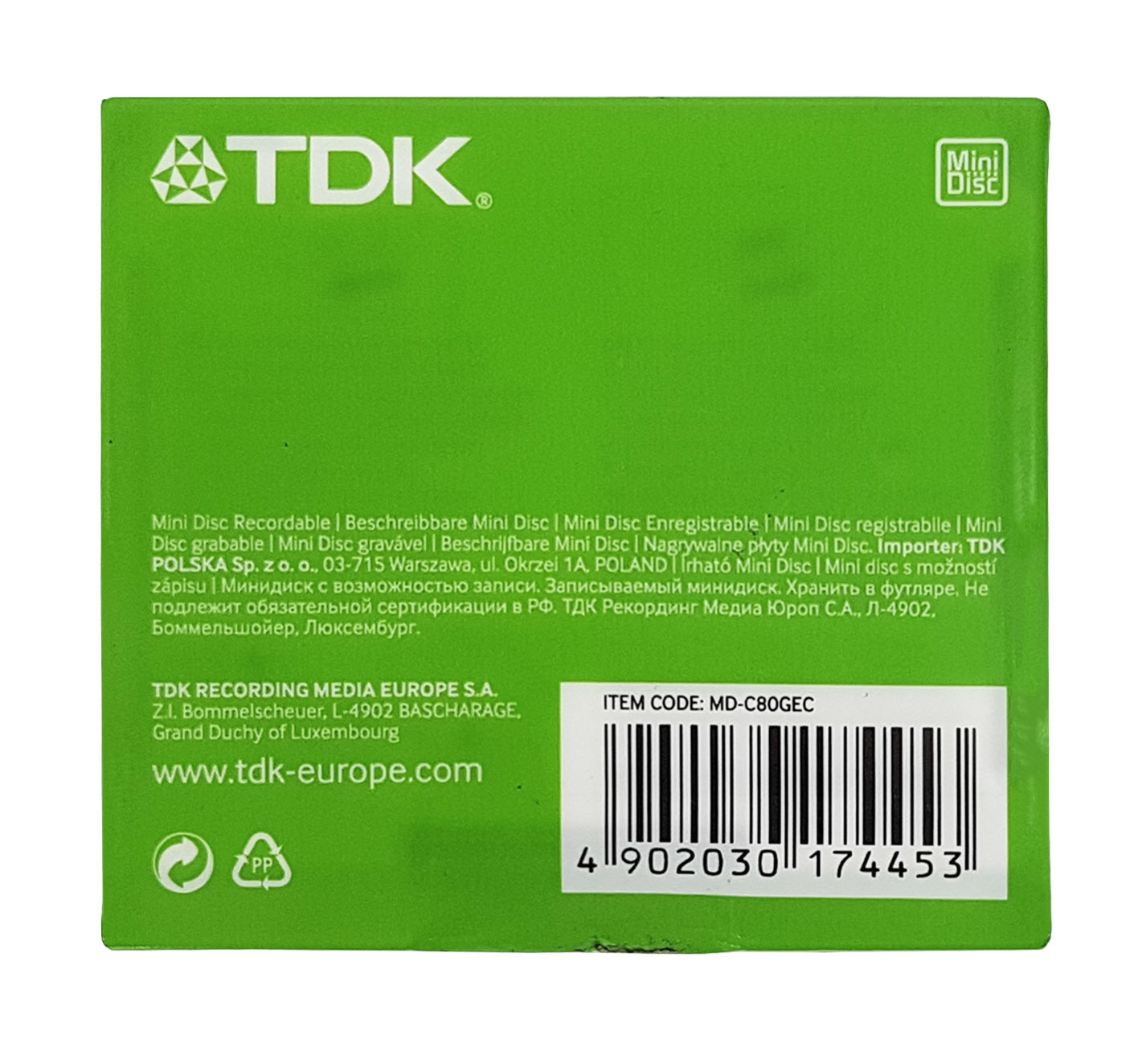 TDK MiniDisc green 80 minuten