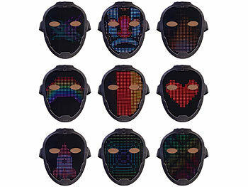 infactory LED-Gesichtsmaske mit Gestensteuerung, 80 Muster, LiPo-Akku, USB-C Elektroniktrade Switzerland