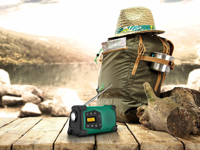 infactory Mobiles Kurbelradio mit DAB+, EWF-Funktion, Solarpanel, LED, USB Elektroniktrade Switzerland