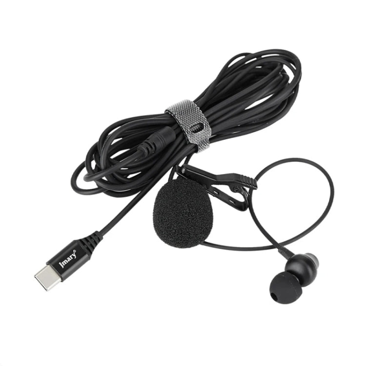 JMARY Lavalier Typ-C-Port-Kabelmikrofon mit In-Ear-Kopfhörer, Länge: 3m Elektroniktrade Switzerland