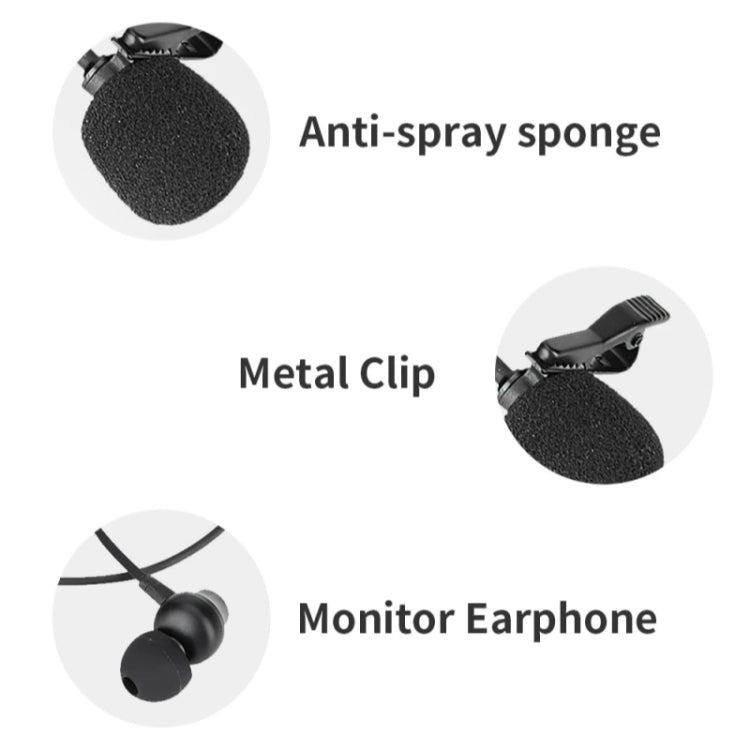 JMARY Lavalier Typ-C-Port-Kabelmikrofon mit In-Ear-Kopfhörer, Länge: 3m Elektroniktrade Switzerland