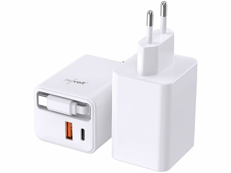 USB-GaN-Netzteil mit 2x USB-C und 1x USB-A, Power Delivery bis 45 Watt