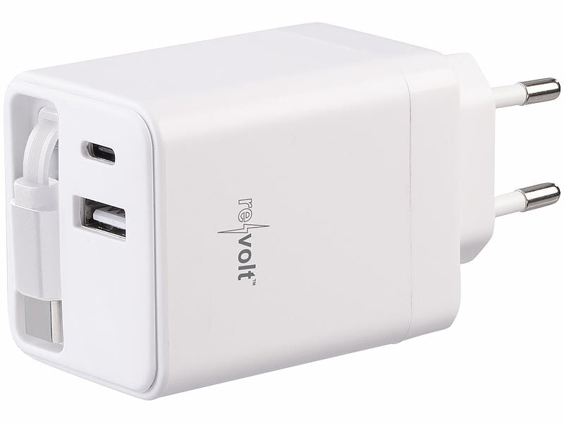 USB-GaN-Netzteil mit 2x USB-C und 1x USB-A, Power Delivery bis 45 Watt
