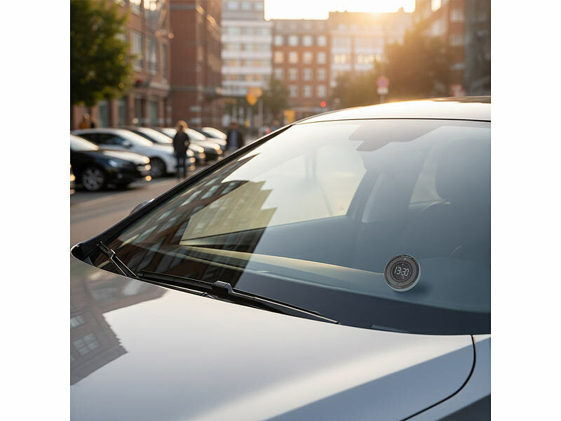 Digitale e-Parkscheibe, ECE-Zulassung, Erschütterungssensor, Solar