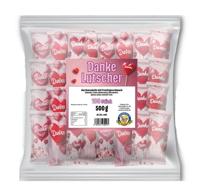 Krottis 100 x Lutscher "Danke" 500g Elektroniktrade Switzerland