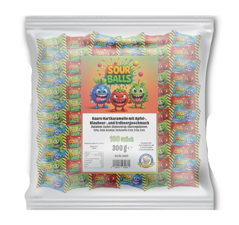 Krottis 100 x Sour Balls, insgesamt 300g Elektroniktrade Switzerland