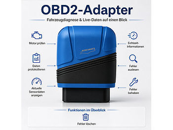 Lescars Lescars OBD2-Adapter mit KI-gestützter Fehlerdiagnose, App für iOS und Android elektroniktrade Switzerland
