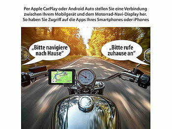 Lescars Motorrad-Navi-Display mit 5"/12 cm, CarPlay- & Android Auto-kompatibel Elektroniktrade Switzerland