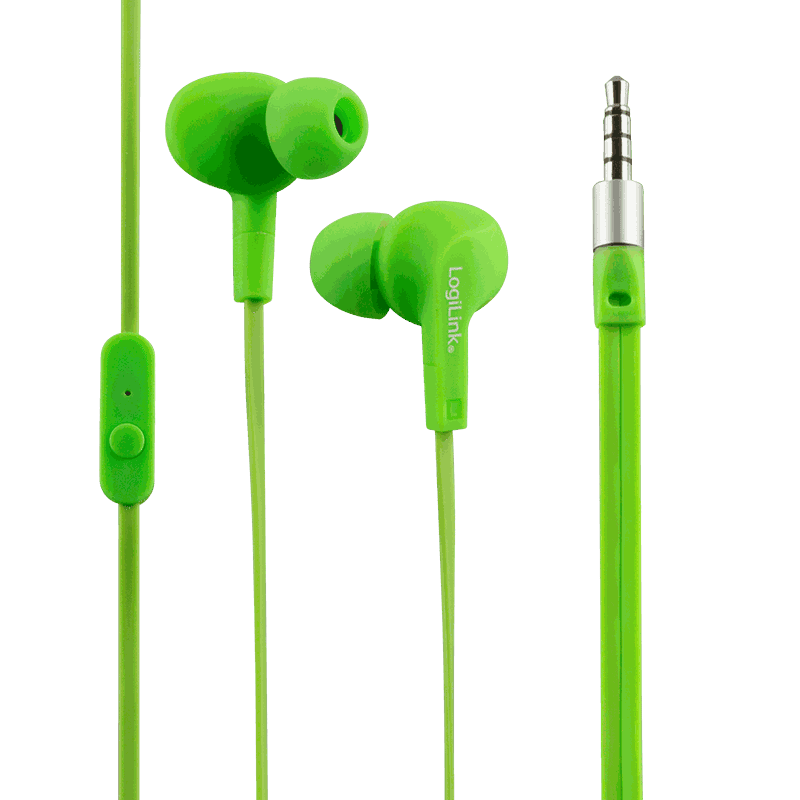 LogiLink LogiLink 3,5mm Kopfhörer Headset wassergeschütztes (IPX6) Stereo In-Ear Grün/Grau Klinke elektroniktrade Switzerland