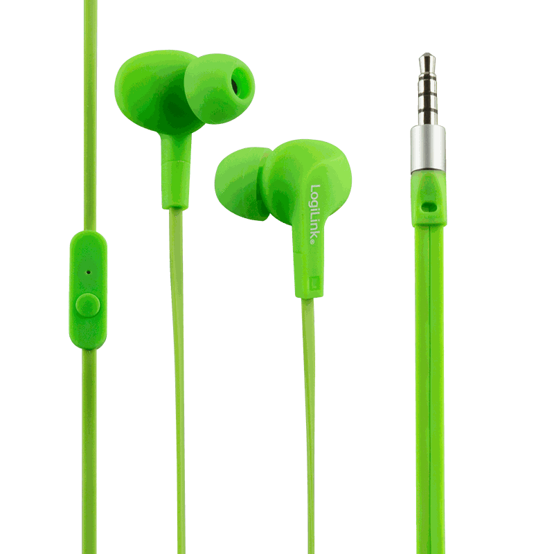 LogiLink LogiLink 3,5mm Kopfhörer Headset wassergeschütztes (IPX6) Stereo In-Ear Grün/Grau Klinke Elektroniktrade Switzerland