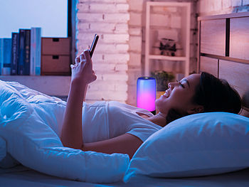 Luminea Home Control Luminea Home Control Tischlampe mit App: Smarte Stimmungsleuchte mit RGB-IC-LEDs, 15 Modi, WLAN, App, schwarz elektroniktrade Switzerland