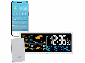 Luminea Home Control Luminea Home Control WLAN-Wetterstation mit Außensensor, Wettertrend, UV-Index, Uhr, App elektroniktrade Switzerland