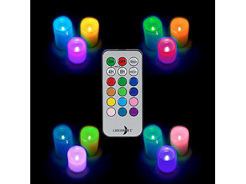 Lunartec 3er-Set dimmbare RGB-LED-Kerzen mit Timer & Fernbedienung, bunt, IP44 Elektroniktrade Switzerland